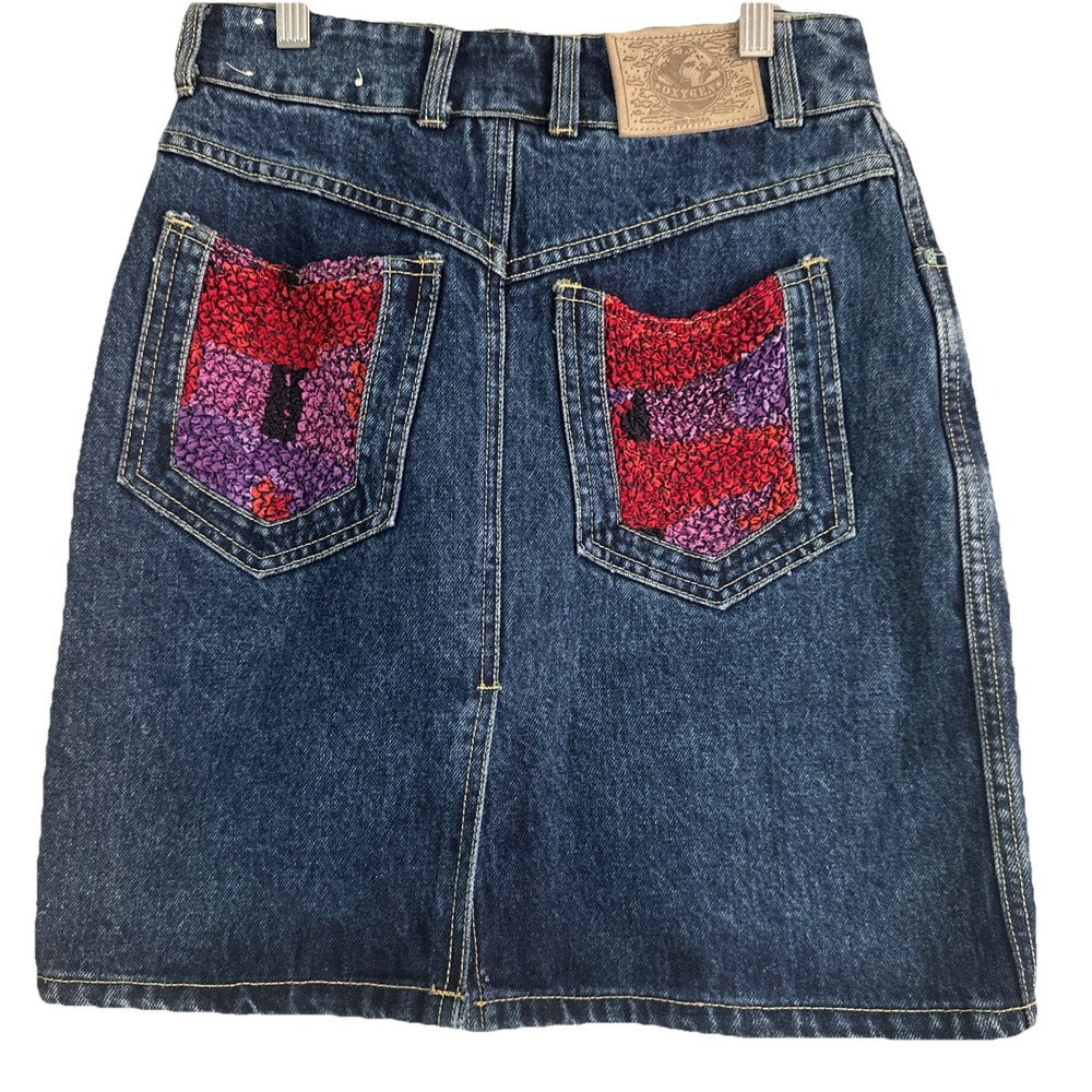 Vintage Y2K Oxygen Dark Wash Jean Skirt Valentines Pocket Detail Size: 29 inch/M